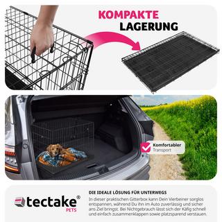 Tectake  Hundekäfig-Gitterbox Luna, klappbar, mit 2 Türen 