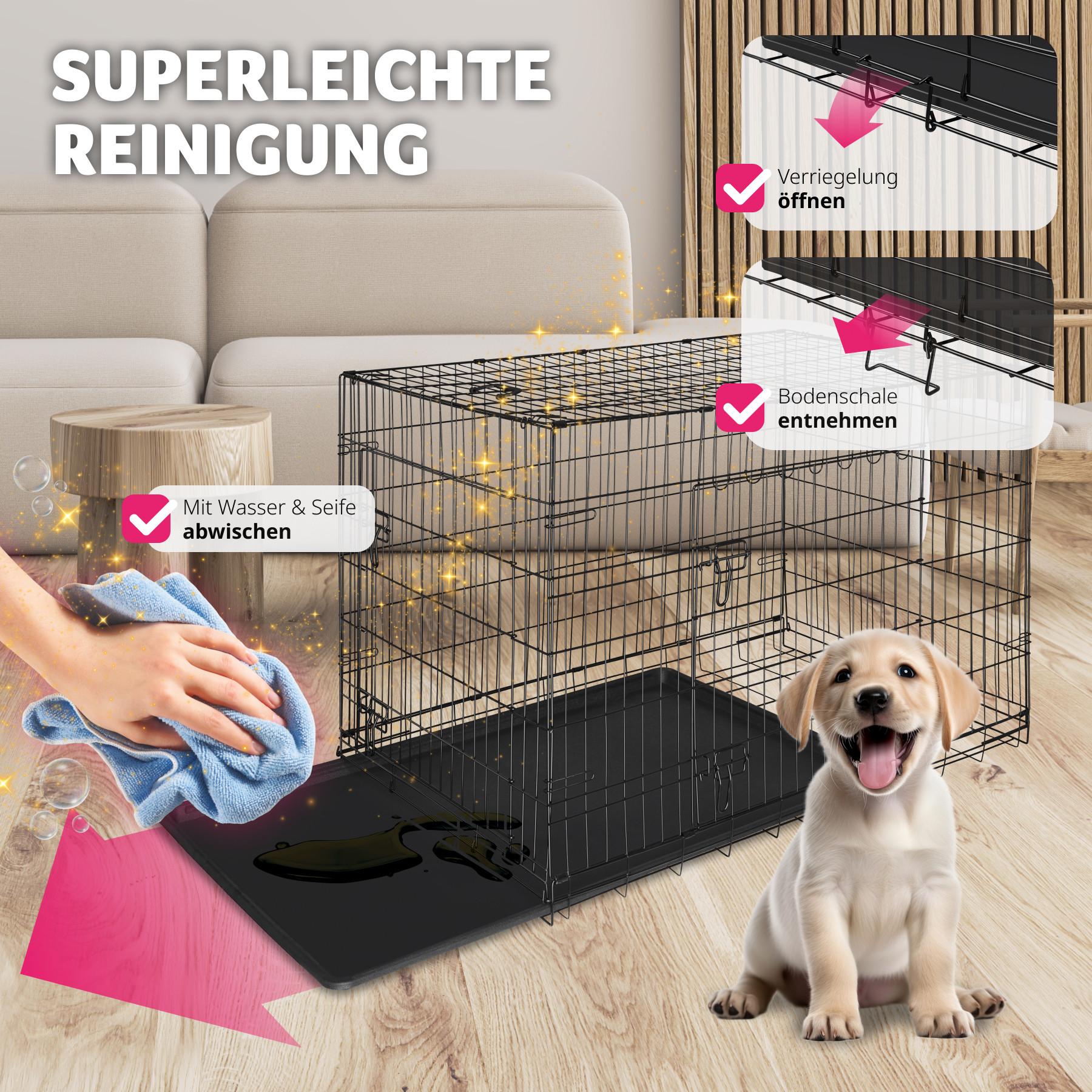 Tectake  Hundekäfig-Gitterbox Luna, klappbar, mit 2 Türen 