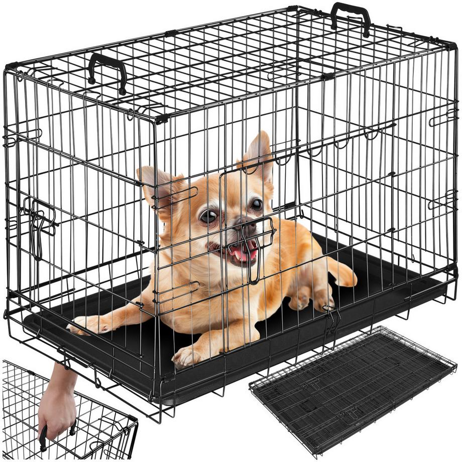 Tectake  Hundekäfig-Gitterbox Luna klappbar, mit 2 Tragegriffen robuste Stahlgitter 