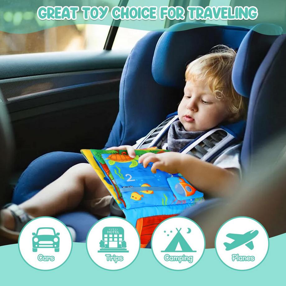 Activity-board  Stoffbuch Baby, Baby Spiegelspielzeug mit Knisterbuch, Babyspielzeug Spielzeug leises Buch 