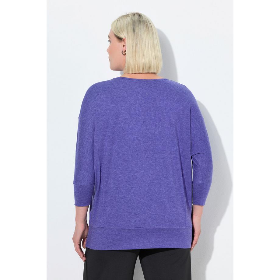 Ulla Popken Maglia Funzionale Oversize Scollo a Barca Maniche 3/4  