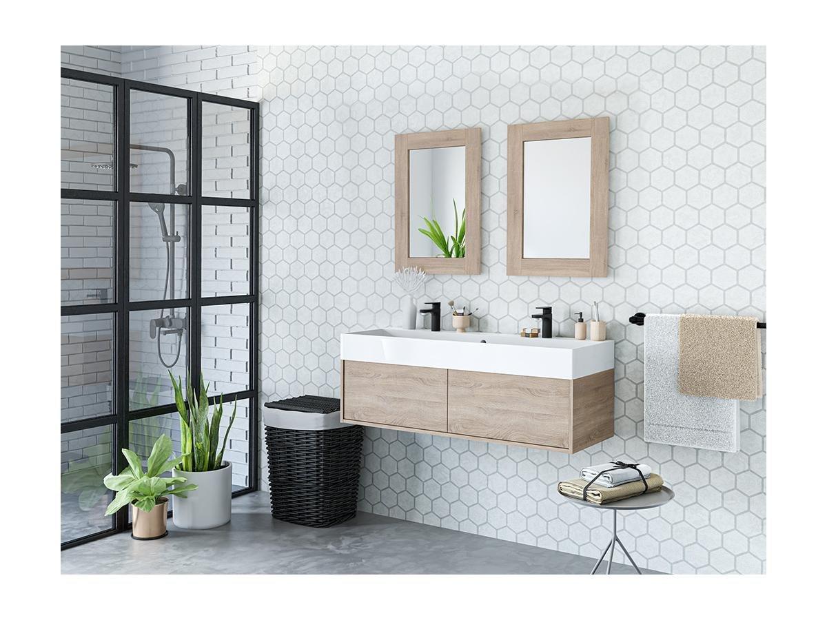 Vente-unique Miroir de salle de bain contour chêne - L70 x H50 cm - ALANA  
