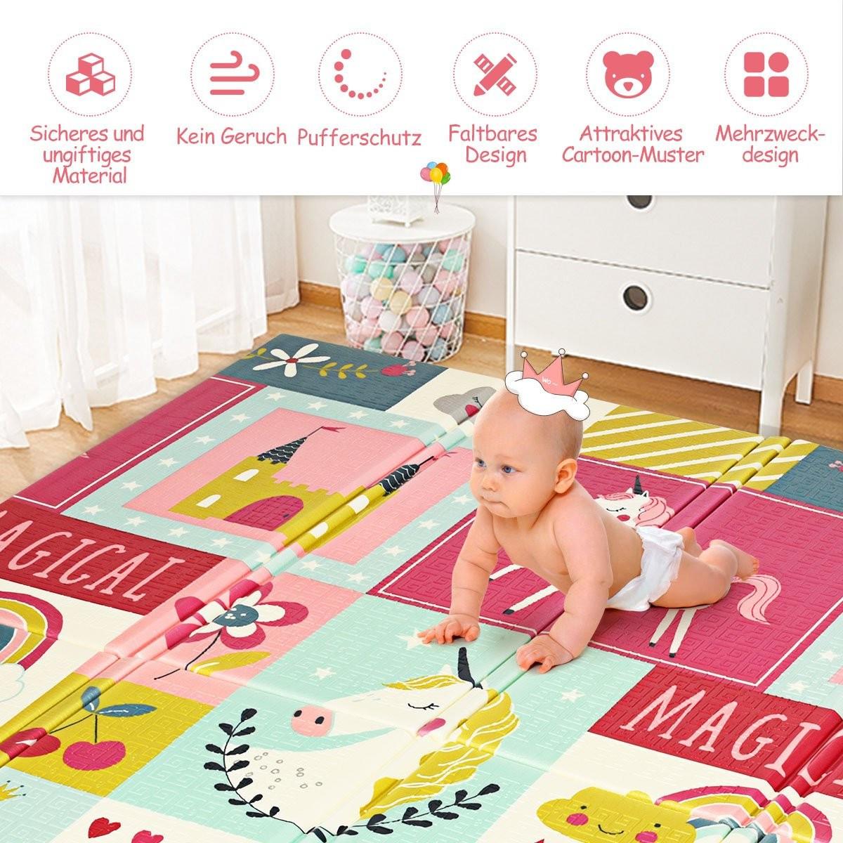 B2X  Baby Krabbeldecke Spielmatte faltbar Babymatte doppelseitig Spielteppich Rot 