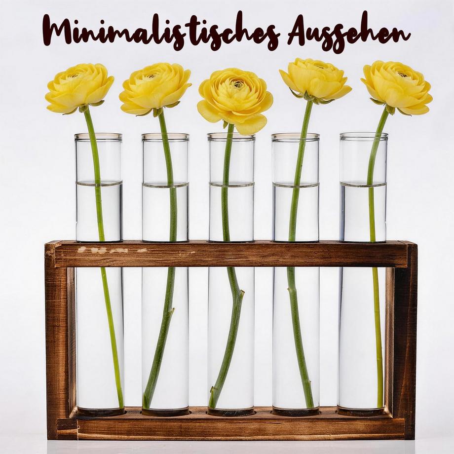 Alopini Reagenzgläser Blumenvase - Kleine Reagenzglasvasen mit Ständer Holz  