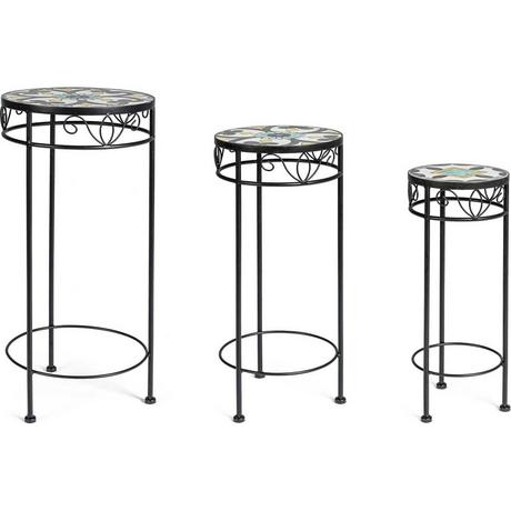 mutoni Table d'appoint de jardin Positano ronde (série de 3)  