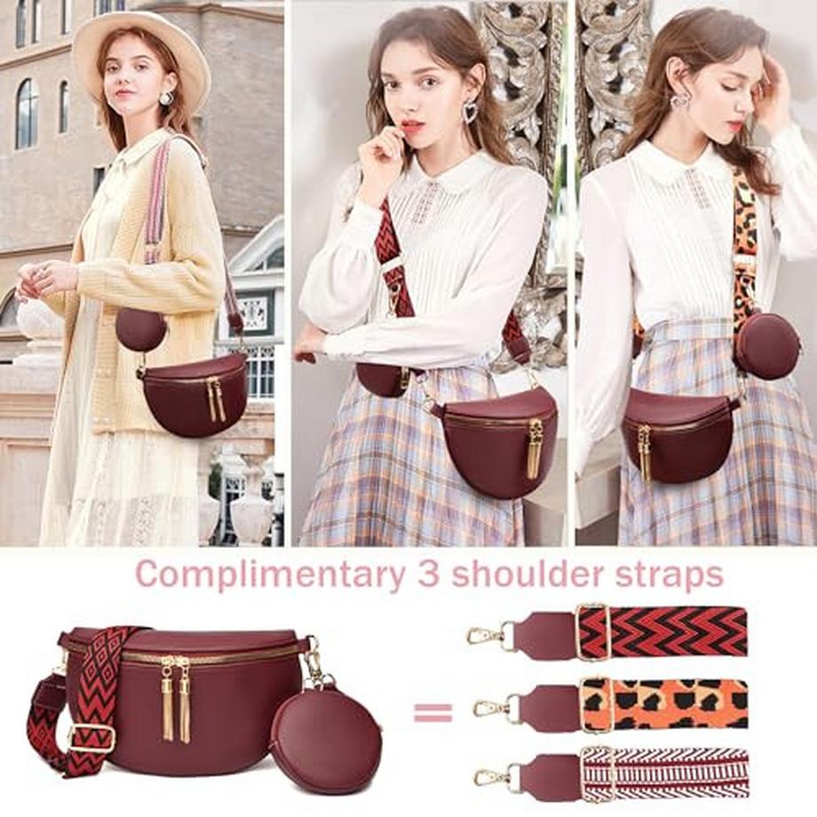 Only-bags.store Kleine Stylische Gürteltasche mit 3 Schulterriemen  