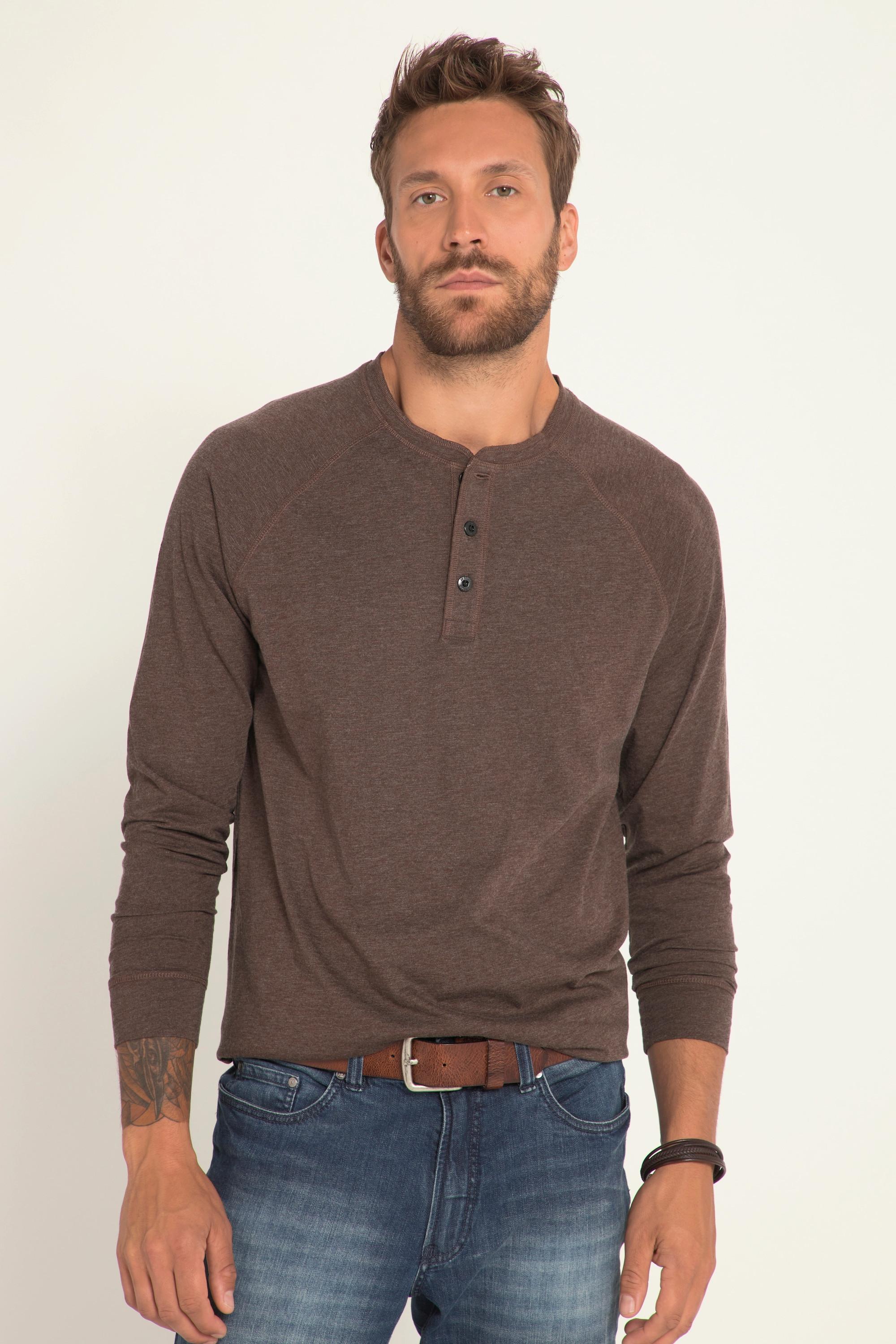 JP1880  Henley, OEKO-TEX, Langarm, Rundhals, Knopfleiste 