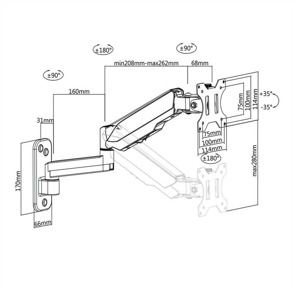 Value  LCD-Arm, Wandmontage, 5 Gelenke 