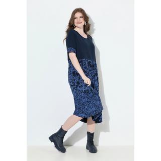 Ulla Popken Abito in Jersey Effetto Stratificato Linea ad A Scollo Rotondo Mezza Manica  