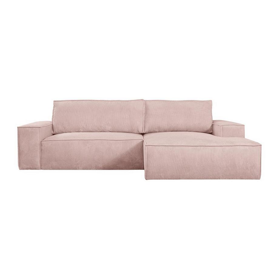 Vente-unique Ecksofa mit Schlaffunktion - Ecke rechts - Cord - Puderrosa - AMELIA  