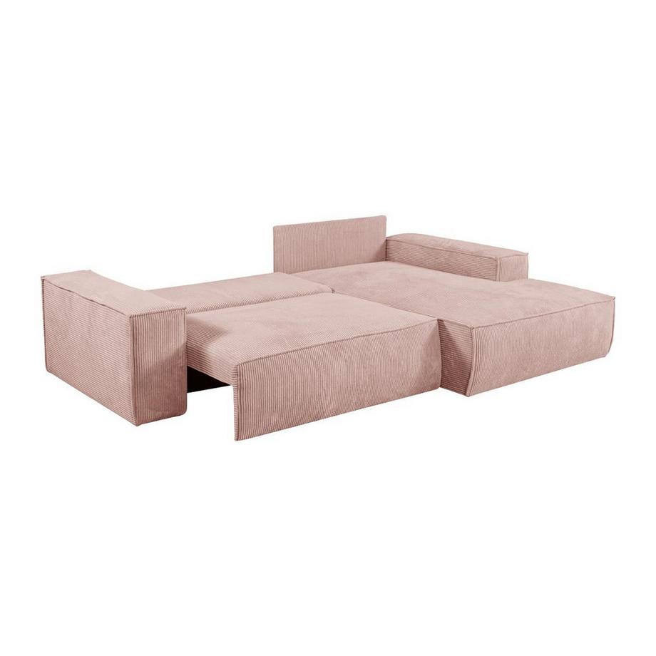 Vente-unique Ecksofa mit Schlaffunktion - Ecke rechts - Cord - Puderrosa - AMELIA  