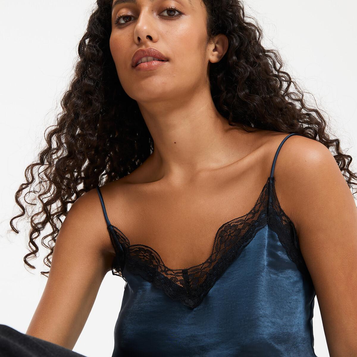 La Redoute Collections Caraco col V satin détail dentelle fines bretelles  