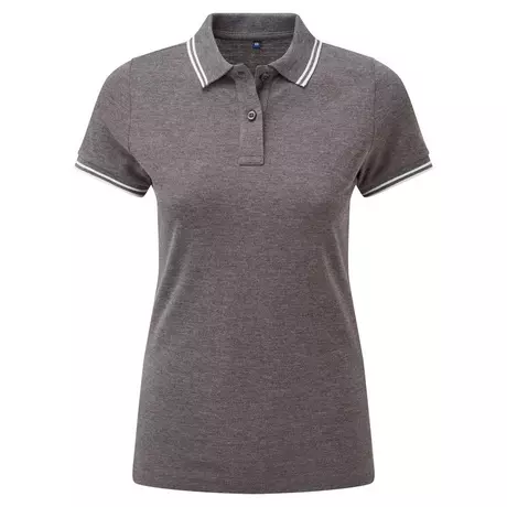 Asquith & Fox  Classic Fit Tipped Polo Charcoal Black