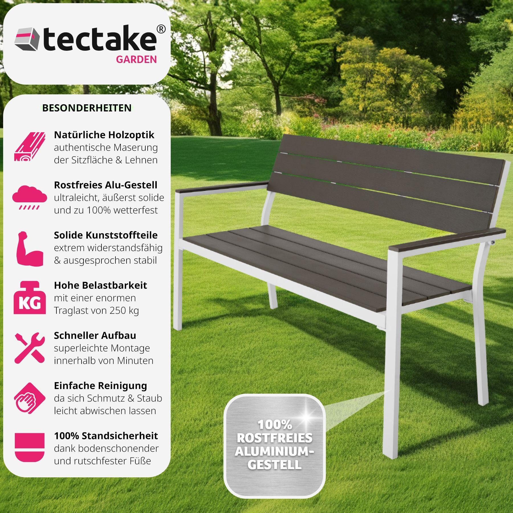 Tectake Banc de jardin Line 2 places en aluminium 128 x 59 x 88cm  