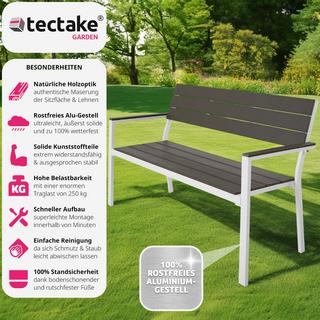 Tectake Gartenbank Line 2-Sitzer mit Aluminiumrahmen 128x59x88cm  
