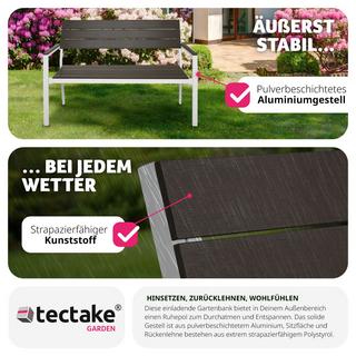 Tectake Gartenbank Line 2-Sitzer mit Aluminiumrahmen 128x59x88cm  