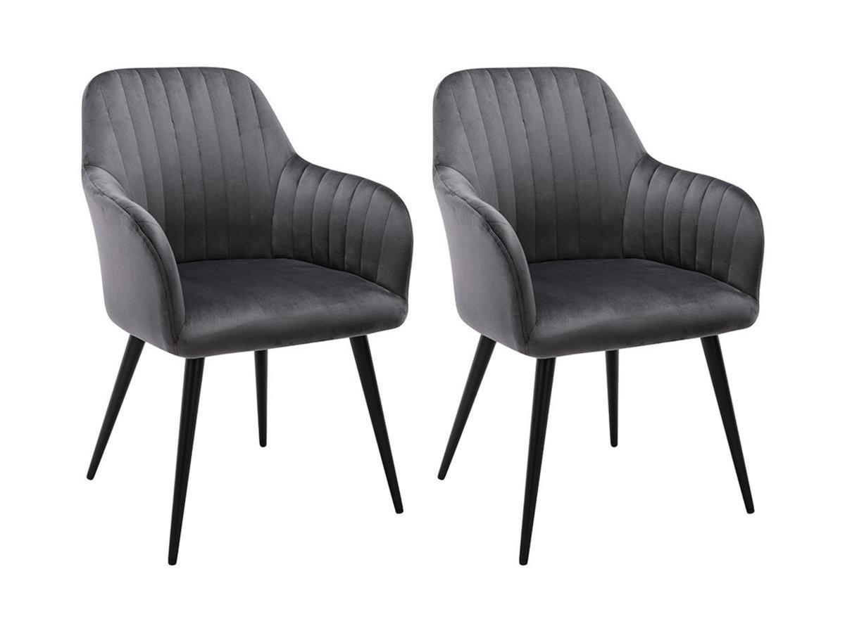 Vente-unique Lot de 2 chaises avec accoudoirs Velours Métal ELEANA  