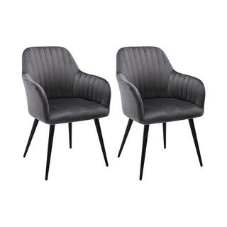 Vente-unique Lot de 2 chaises avec accoudoirs Velours Métal ELEANA  