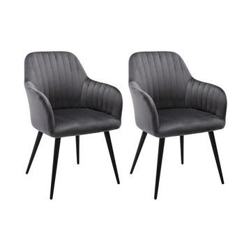 Lot de 2 chaises avec accoudoirs Velours Métal ELEANA