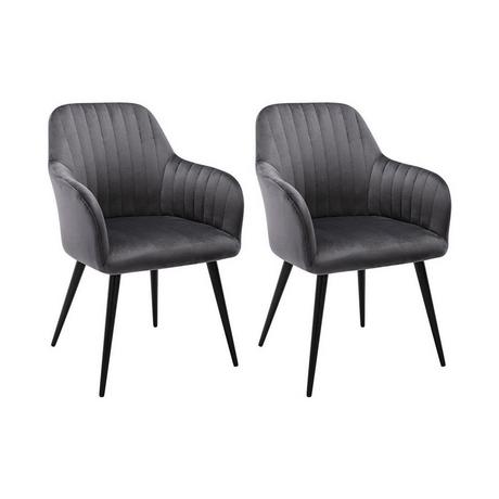 Vente-unique Lot de 2 chaises avec accoudoirs Velours Métal ELEANA  