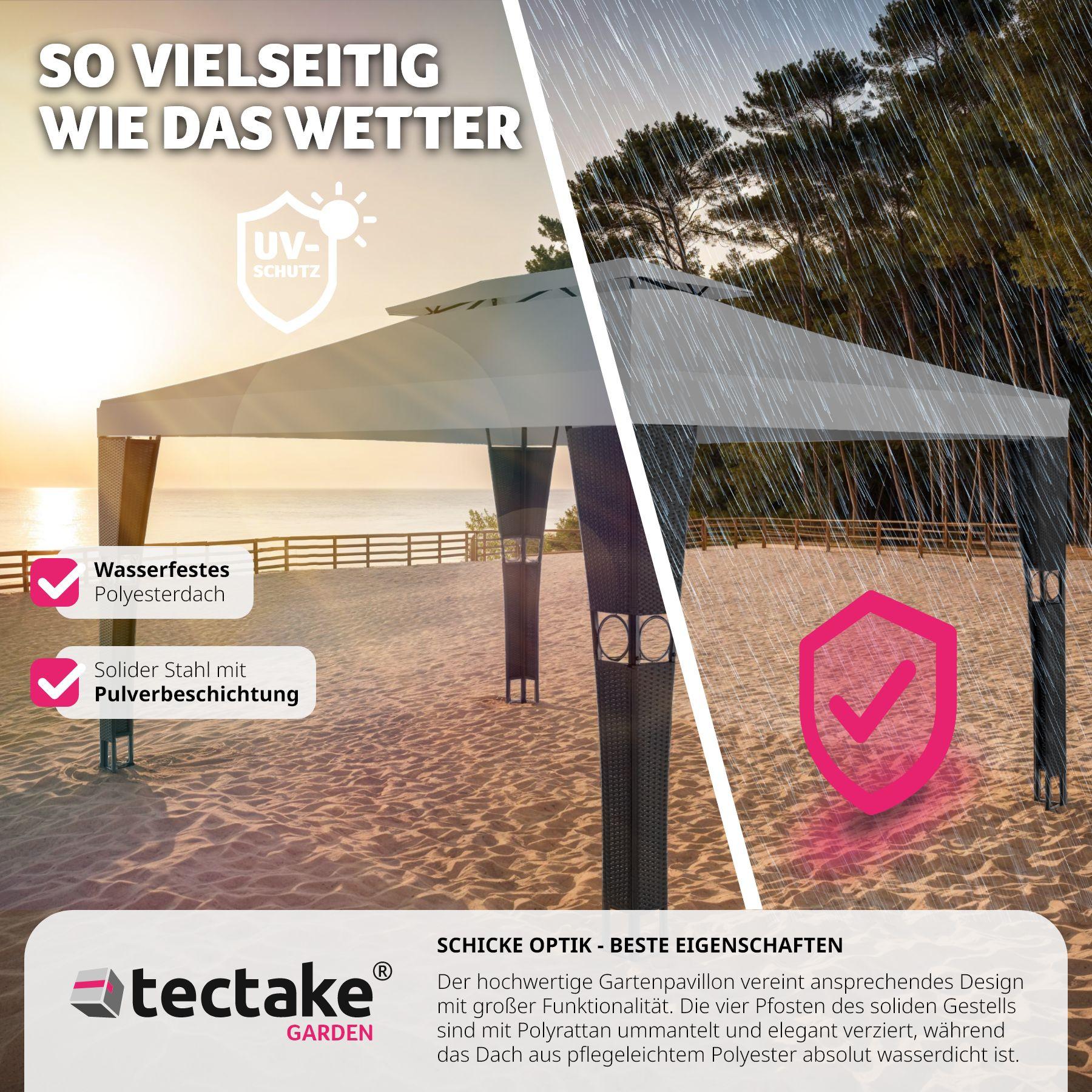 Tectake Rattan Gartenpavillon Doppeldachsystem  