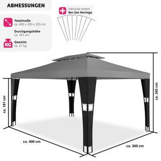 Tectake Rattan Gartenpavillon Doppeldachsystem  