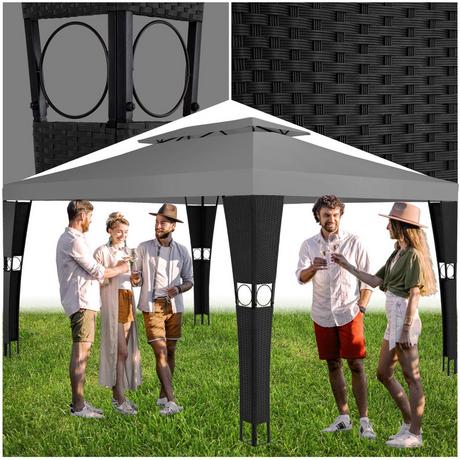 Tectake Gazebo da giardino in rattan Mona 3x4m  