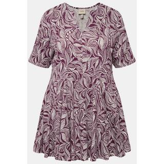 Ulla Popken Longshirt Tunika Ausschnitt Halbarm Biobaumwolle  