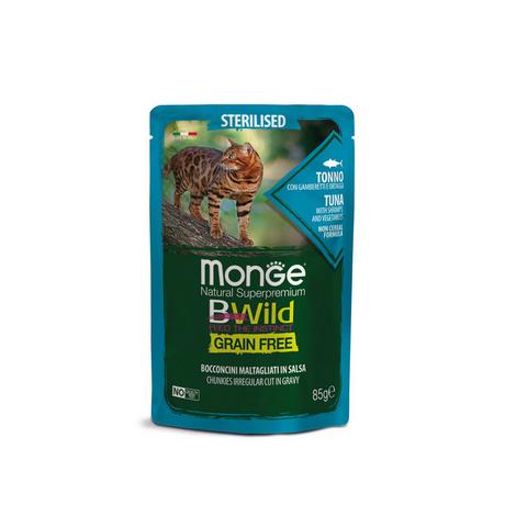 Monge  BWild per Gatti Tonno e Gamberetti Sterilizzati - Multipack 