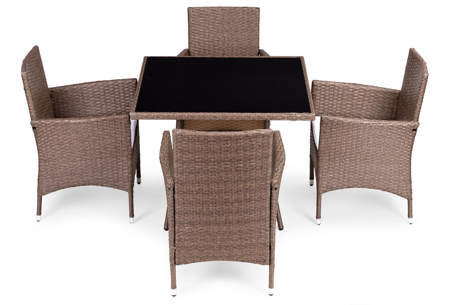 Northio Set di mobili da giardino con finitura effetto rattan – 4 sedie + tavolo MultiGarden  