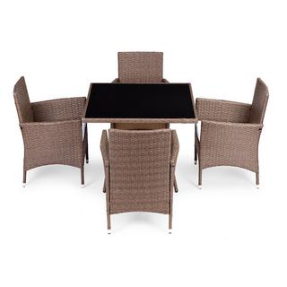 Northio Set di mobili da giardino con finitura effetto rattan – 4 sedie + tavolo MultiGarden  