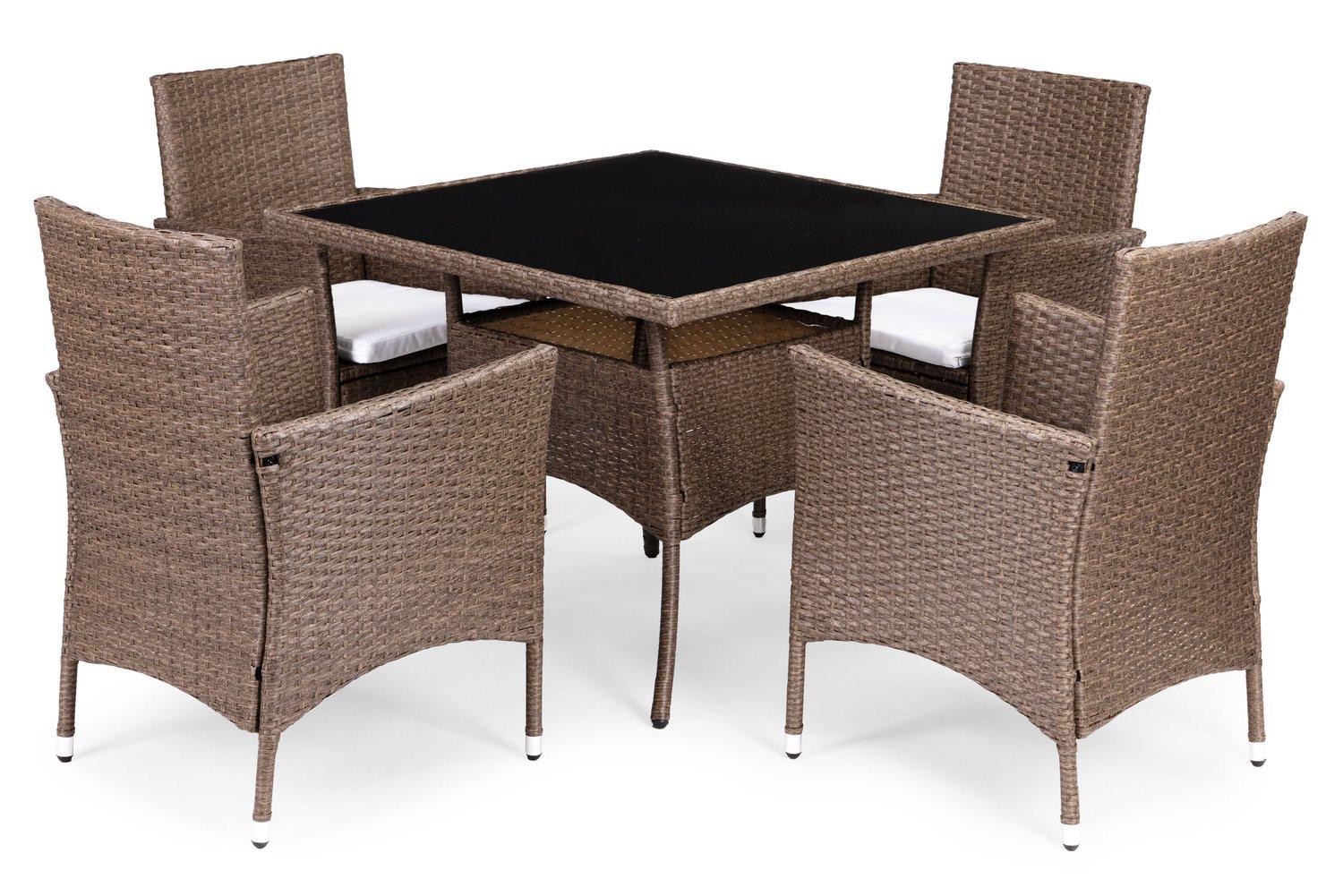 Northio Set di mobili da giardino con finitura effetto rattan – 4 sedie + tavolo MultiGarden  