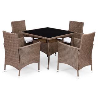 Northio Set di mobili da giardino con finitura effetto rattan – 4 sedie + tavolo MultiGarden  