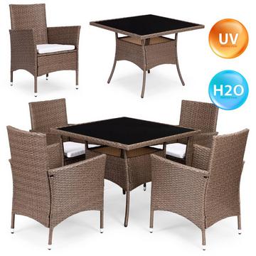 Set di mobili da giardino con finitura effetto rattan – 4 sedie + tavolo MultiGarden