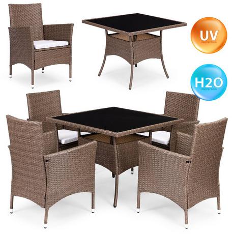 Northio Set di mobili da giardino con finitura effetto rattan – 4 sedie + tavolo MultiGarden  