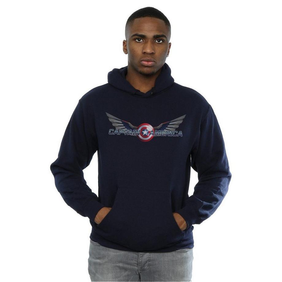 MARVEL Captain America Wings Logo Felpa con Cappuccio  