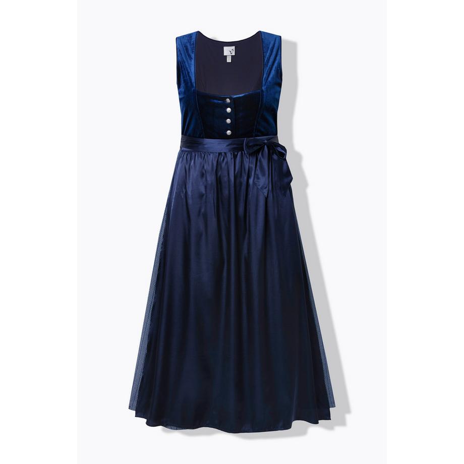 Ulla Popken Dirndl Velours Stretch Encolure Carrée Sans Manches  