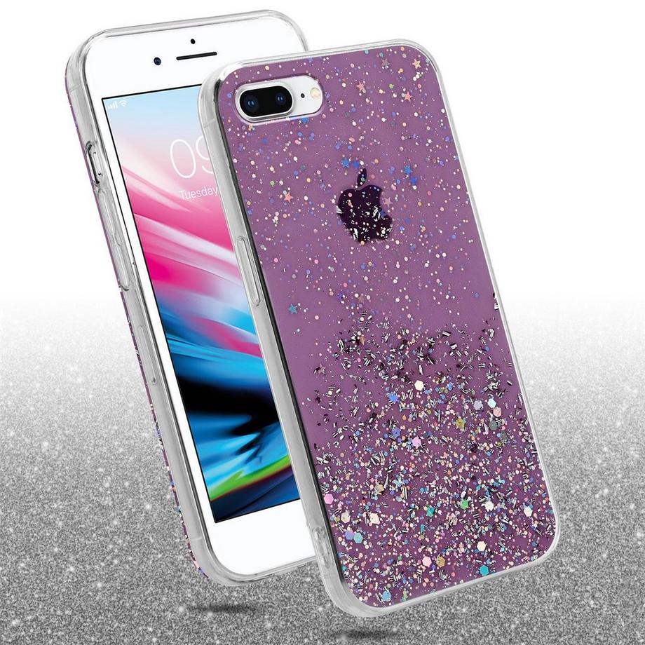 Cadorabo  Hülle für Apple iPhone 7 PLUS  7S PLUS  8 PLUS TPU Silikon mit funkelnden Glitter 