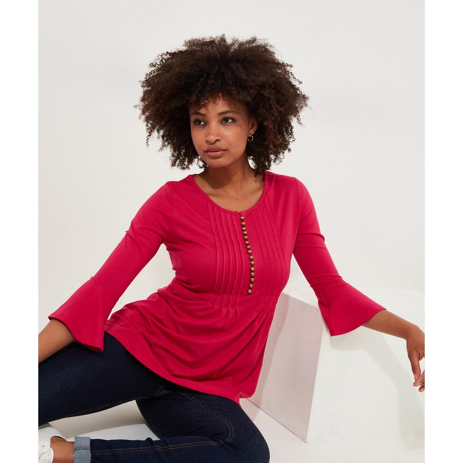 Joe Browns Tunika Plissee Knöpfe Gerippte Ärmel  