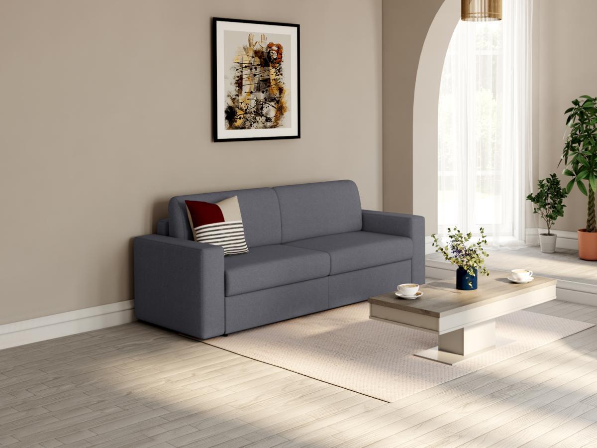 Vente-unique Sofa - 3-Sitzer - Mit Matratze - Stoff - Anthrazitgrau - COGLIO  