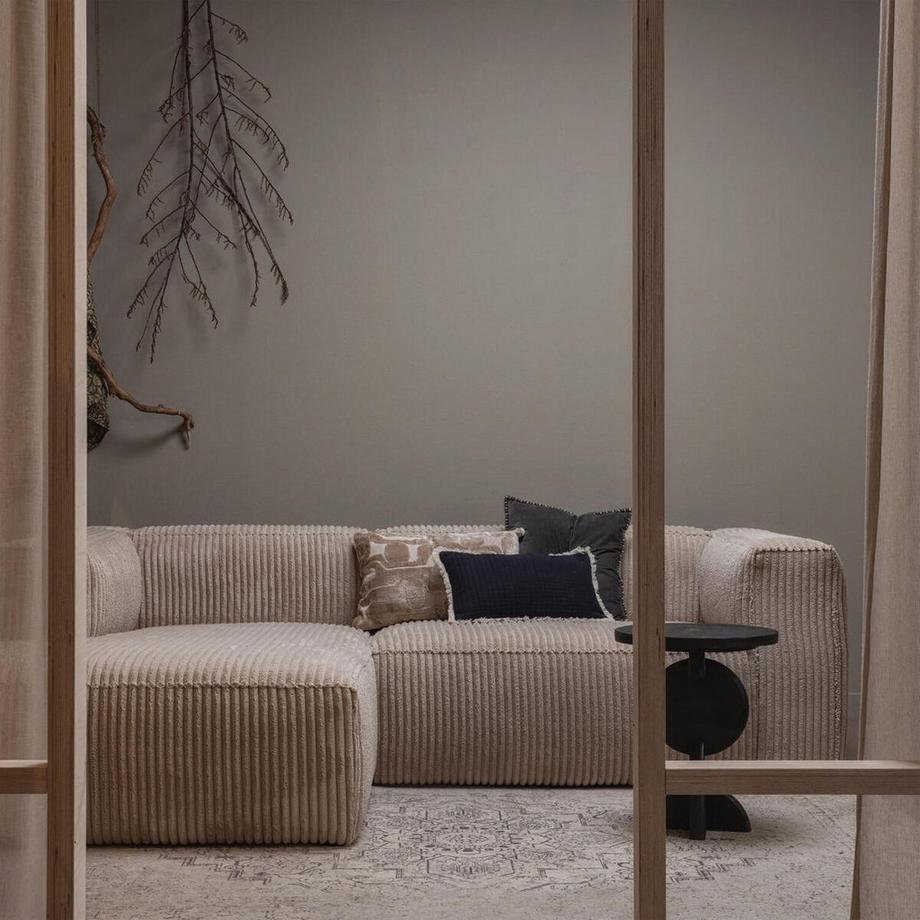 mutoni Ecksofa Bean links grober Rippstoff travertin 254x178  