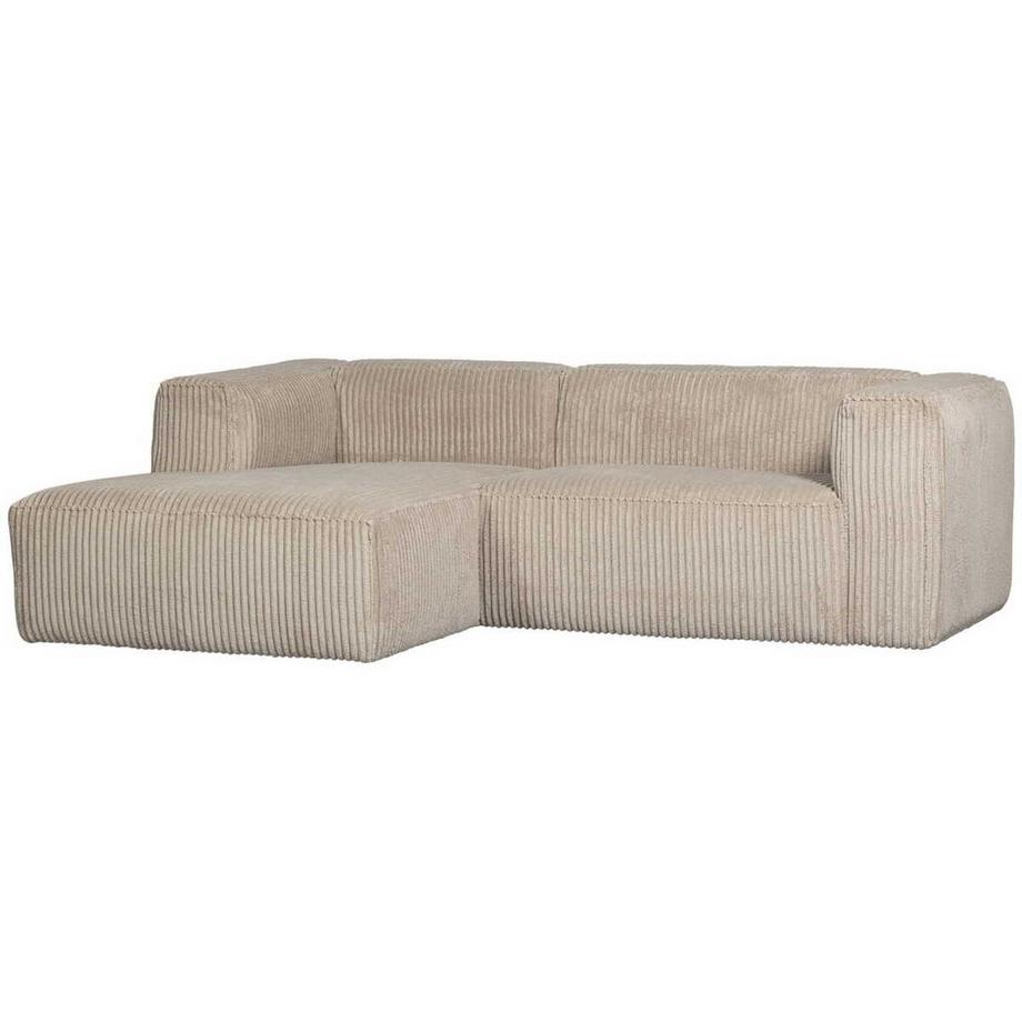 Ecksofa Bean links grober Rippstoff travertin 254x178