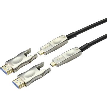 Câble optique HDMI AOC hybride avec fiche HDMI standard et micro, 20M