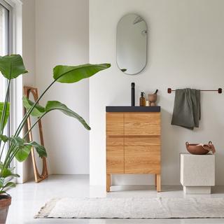 Tikamoon Meuble salle de bain en chêne massif et pierre de lave 60 cm Easy  