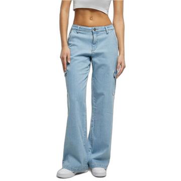 pantalon cargo droit taille haute en denim