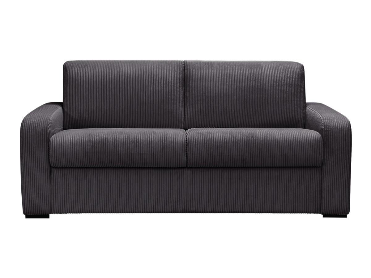 Vente-unique Schlafsofa mit Matratze 3-Sitzer - Liegefläche 140 cm - Matratze 18 cm - Cord - Anthrazit - BEVIS  