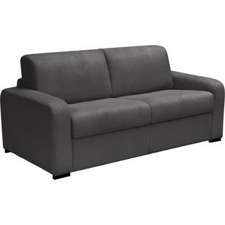 Vente-unique Schlafsofa mit Matratze 3-Sitzer - Liegefläche 140 cm - Matratze 18 cm - Cord - Anthrazit - BEVIS  