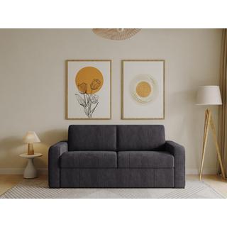 Vente-unique Schlafsofa mit Matratze 3-Sitzer - Liegefläche 140 cm - Matratze 18 cm - Cord - Anthrazit - BEVIS  