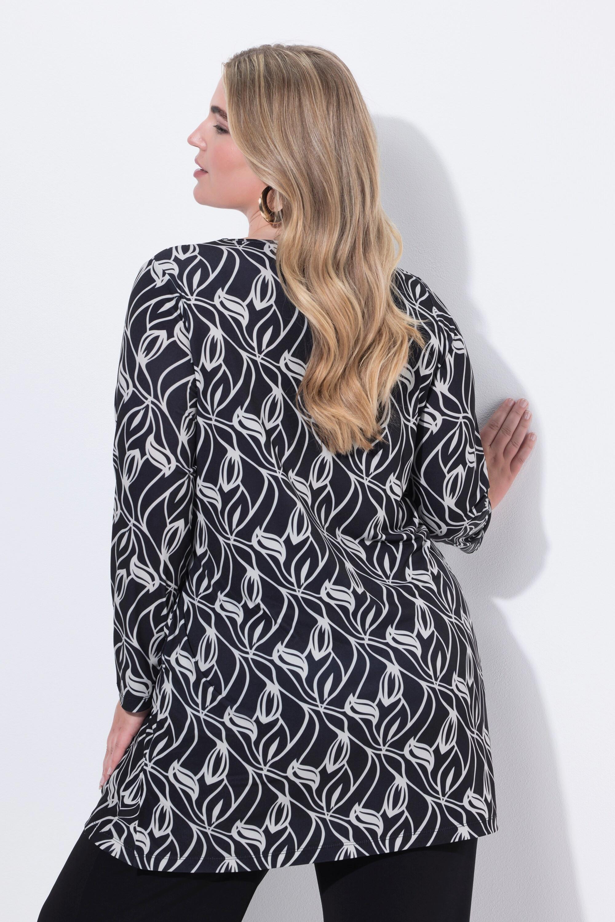 Ulla Popken Maglia lunga A-line scollo rettangolare maniche lunghe  