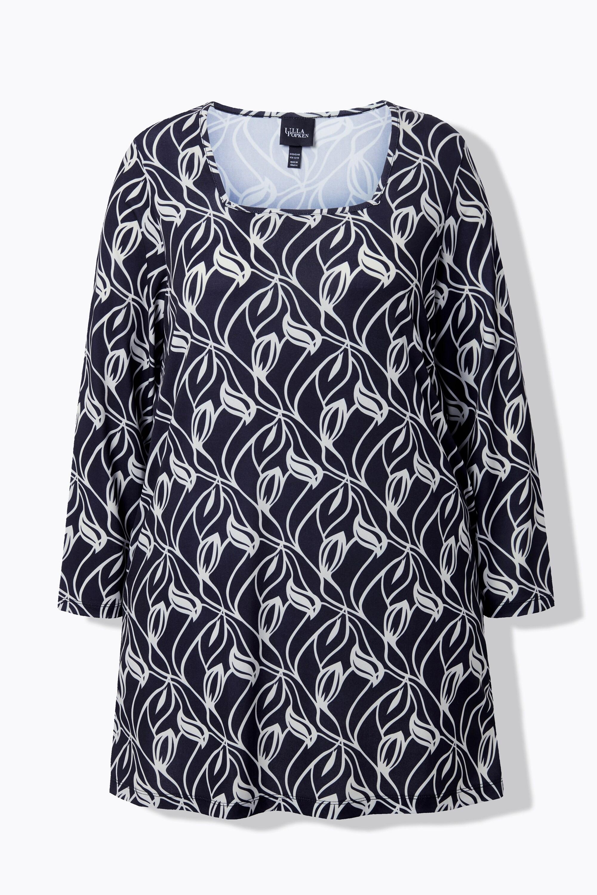 Ulla Popken Maglia lunga A-line scollo rettangolare maniche lunghe  